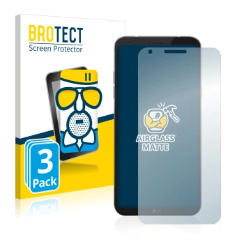 Vorderseite einer Produktverpackung mit dem Markenlogo BROTECT. Daneben ist das Gerät LG Q6 mit dem zugehörigen Displayschutz 