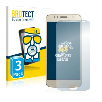 Vorderseite einer Produktverpackung mit dem Markenlogo BROTECT. Daneben ist das Gerät Motorola Moto G5S mit dem zugehörigen Di