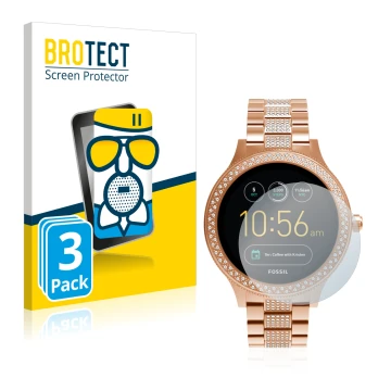 Vorderseite einer Produktverpackung mit dem Markenlogo BROTECT. Daneben ist das Gerät Fossil Q Venture mit dem zugehörigen Dis