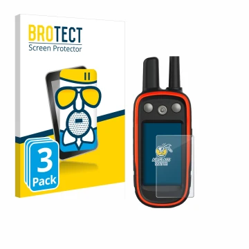 Vorderseite einer Produktverpackung mit dem Markenlogo BROTECT. Daneben ist das Gerät Garmin Atemos 100 mit dem zugehörigen Di