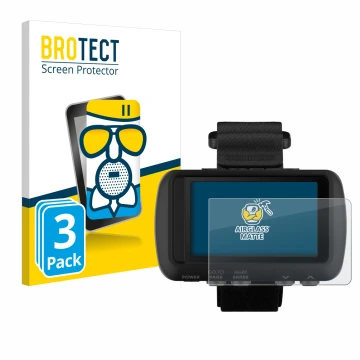 Vorderseite einer Produktverpackung mit dem Markenlogo BROTECT. Daneben ist das Gerät Garmin Foretrex 601 mit dem zugehörigen 