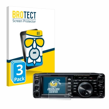 Vorderseite einer Produktverpackung mit dem Markenlogo BROTECT. Daneben ist das Gerät Yaesu FT-991A mit dem zugehörigen Displa