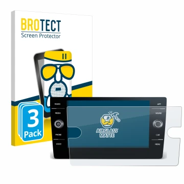 Vorderseite einer Produktverpackung mit dem Markenlogo BROTECT. Daneben ist das Gerät Volkswagen T-Roc 2017-2019 Discover Medi