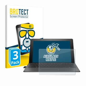 Vorderseite einer Produktverpackung mit dem Markenlogo BROTECT. Daneben ist das Gerät HP Pro x2 612 G2 mit dem zugehörigen Dis