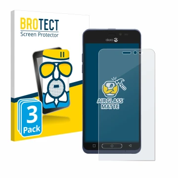 Vorderseite einer Produktverpackung mit dem Markenlogo BROTECT. Daneben ist das Gerät Doro 8035 mit dem zugehörigen Displaysch