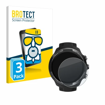Vorderseite einer Produktverpackung mit dem Markenlogo BROTECT. Daneben ist das Gerät Suunto 9 mit dem zugehörigen Displayschu