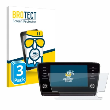 Vorderseite einer Produktverpackung mit dem Markenlogo BROTECT. Daneben ist das Gerät Skoda Amundsen Superb 2018 Infotainment 