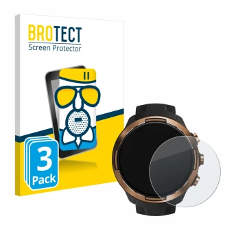 Vorderseite einer Produktverpackung mit dem Markenlogo BROTECT. Daneben ist das Gerät Suunto 9 Baro mit dem zugehörigen Displa