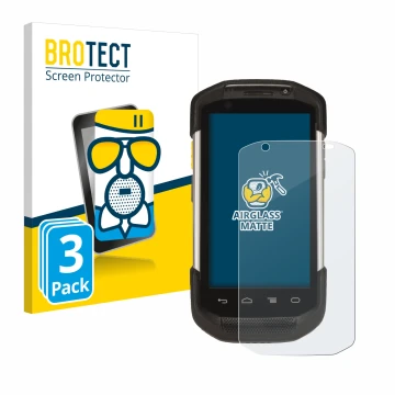 Vorderseite einer Produktverpackung mit dem Markenlogo BROTECT. Daneben ist das Gerät Zebra TC77 mit dem zugehörigen Displaysc