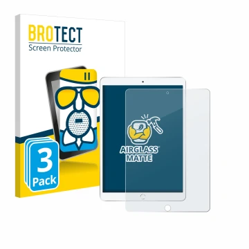 Vorderseite einer Produktverpackung mit dem Markenlogo BROTECT. Daneben ist das Gerät Apple iPad Air 2019 (3. Gen.) mit dem zu