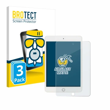 Vorderseite einer Produktverpackung mit dem Markenlogo BROTECT. Daneben ist das Gerät Apple iPad Mini 5 2019 (5. Gen.) mit dem