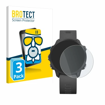 Vorderseite einer Produktverpackung mit dem Markenlogo BROTECT. Daneben ist das Gerät Garmin Forerunner 245 Music mit dem zuge