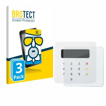 Vorderseite einer Produktverpackung mit dem Markenlogo BROTECT. Daneben ist das Gerät SumUp Air mit dem zugehörigen Displaysch