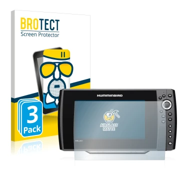 Vorderseite einer Produktverpackung mit dem Markenlogo BROTECT. Daneben ist das Gerät Humminbird Helix 9 G3N mit dem zugehörig