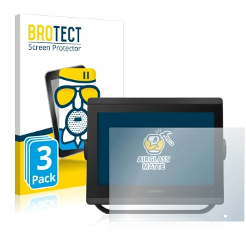 Vorderseite einer Produktverpackung mit dem Markenlogo BROTECT. Daneben ist das Gerät Garmin GPSMAP 8410xsv mit dem zugehörige