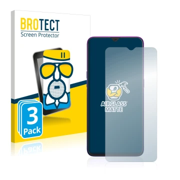 Vorderseite einer Produktverpackung mit dem Markenlogo BROTECT. Daneben ist das Gerät Oppo Reno Z mit dem zugehörigen Displays