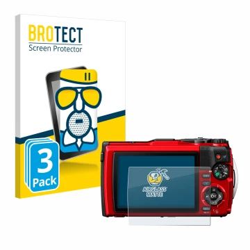 Vorderseite einer Produktverpackung mit dem Markenlogo BROTECT. Daneben ist das Gerät Olympus Tough TG-6 mit dem zugehörigen D
