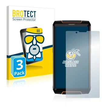 Vorderseite einer Produktverpackung mit dem Markenlogo BROTECT. Daneben ist das Gerät Cubot King Kong 3 mit dem zugehörigen Di