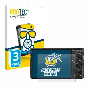 Vorderseite einer Produktverpackung mit dem Markenlogo BROTECT. Daneben ist das Gerät Sony Cyber-Shot DSC-RX100 VII mit dem zu