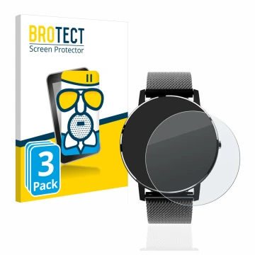 Vorderseite einer Produktverpackung mit dem Markenlogo BROTECT. Daneben ist das Gerät Holalei Fitness Tracker 1.3