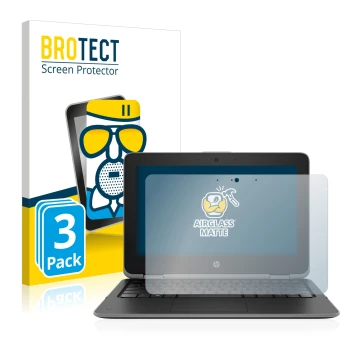 Vorderseite einer Produktverpackung mit dem Markenlogo BROTECT. Daneben ist das Gerät HP ProBook x360 11 G3 mit dem zugehörige