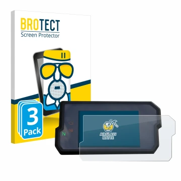 Vorderseite einer Produktverpackung mit dem Markenlogo BROTECT. Daneben ist das Gerät KTM 125 / 390 Duke 2017+ mit dem zugehör