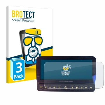 Vorderseite einer Produktverpackung mit dem Markenlogo BROTECT. Daneben ist das Gerät Mercedes-Benz Actros 2019 Touch-Display 