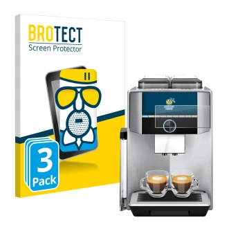 Vorderseite einer Produktverpackung mit dem Markenlogo BROTECT. Daneben ist das Gerät Siemens EQ.9 plus connect s700 4,3