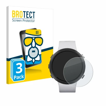 Vorderseite einer Produktverpackung mit dem Markenlogo BROTECT. Daneben ist das Gerät Garmin Swim 2 mit dem zugehörigen Displa