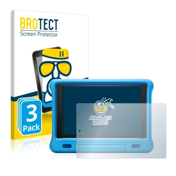 Vorderseite einer Produktverpackung mit dem Markenlogo BROTECT. Daneben ist das Gerät Amazon Fire HD 10 Kids 2019 (9. Gen.) mi