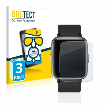 Vorderseite einer Produktverpackung mit dem Markenlogo BROTECT. Daneben ist das Gerät Letsfit Fitness Tracker 1.3