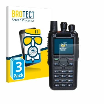 Vorderseite einer Produktverpackung mit dem Markenlogo BROTECT. Daneben ist das Gerät AnyTone AT-D878UV Plus mit dem zugehörig