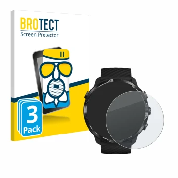 Vorderseite einer Produktverpackung mit dem Markenlogo BROTECT. Daneben ist das Gerät Suunto 7 mit dem zugehörigen Displayschu