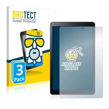 Vorderseite einer Produktverpackung mit dem Markenlogo BROTECT. Daneben ist das Gerät Samsung Galaxy Tab A 10.5 WiFi 2018 mit 