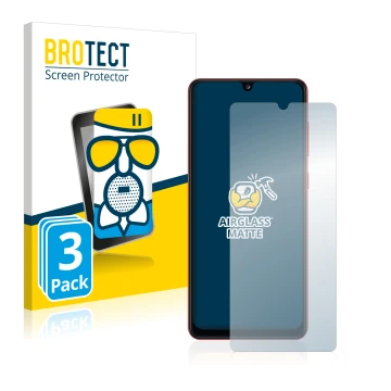 Vorderseite einer Produktverpackung mit dem Markenlogo BROTECT. Daneben ist das Gerät Samsung Galaxy A31 mit dem zugehörigen D