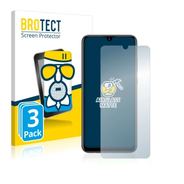 Vorderseite einer Produktverpackung mit dem Markenlogo BROTECT. Daneben ist das Gerät Huawei P smart 2020 mit dem zugehörigen 