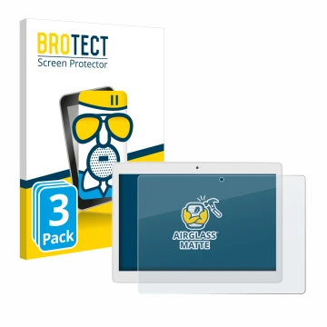 Vorderseite einer Produktverpackung mit dem Markenlogo BROTECT. Daneben ist das Gerät Alldocube M5X Pro mit dem zugehörigen Di