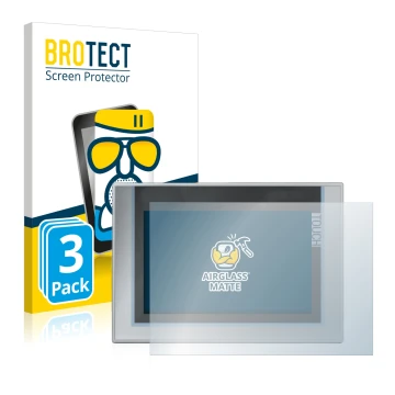 Vorderseite einer Produktverpackung mit dem Markenlogo BROTECT. Daneben ist das Gerät Siemens Simatic TP1200 Comfort mit dem z