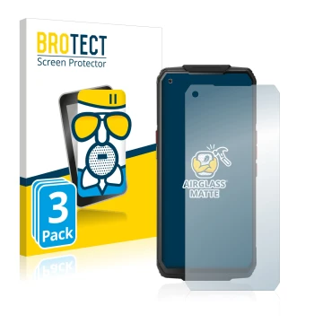 Vorderseite einer Produktverpackung mit dem Markenlogo BROTECT. Daneben ist das Gerät Oukitel WP7 mit dem zugehörigen Displays