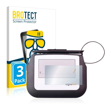Vorderseite einer Produktverpackung mit dem Markenlogo BROTECT. Daneben ist das Gerät Signotec Signature Sigma Lite mit dem zu