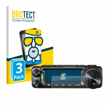 Vorderseite einer Produktverpackung mit dem Markenlogo BROTECT. Daneben ist das Gerät Yaesu FT-891 mit dem zugehörigen Display