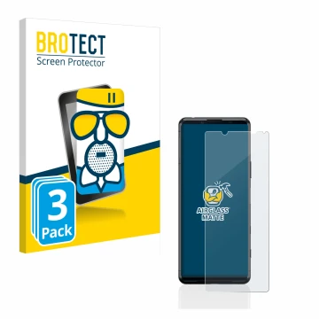 Vorderseite einer Produktverpackung mit dem Markenlogo BROTECT. Daneben ist das Gerät Sony Xperia 5 II mit dem zugehörigen Dis
