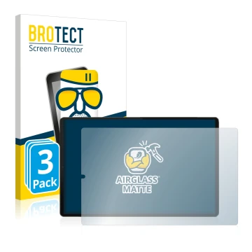 Vorderseite einer Produktverpackung mit dem Markenlogo BROTECT. Daneben ist das Gerät Lenovo Tab M10 FHD Plus (im Querformat) 