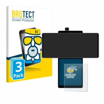 Vorderseite einer Produktverpackung mit dem Markenlogo BROTECT. Daneben ist das Gerät LG Wing (Hinteres Display) mit dem zugeh