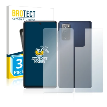 Vorderseite einer Produktverpackung mit dem Markenlogo BROTECT. Daneben ist das Gerät Samsung Galaxy S20 FE 5G (Display+Rückse