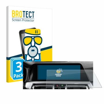 Vorderseite einer Produktverpackung mit dem Markenlogo BROTECT. Daneben ist das Gerät BMW 3 G20 Limousine 2018 Infotainment Sy