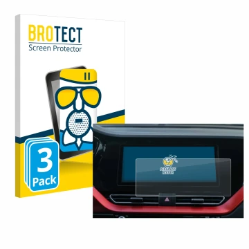 Vorderseite einer Produktverpackung mit dem Markenlogo BROTECT. Daneben ist das Gerät Kia E-Niro 2020 Infotainment System mit 