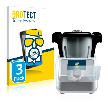 Vorderseite einer Produktverpackung mit dem Markenlogo BROTECT. Daneben ist das Gerät SilverCrest Mini Monsieur Cuisine Connec