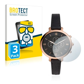 Vorderseite einer Produktverpackung mit dem Markenlogo BROTECT. Daneben ist das Gerät Fossil Monroe Hybrid HR mit dem zugehöri