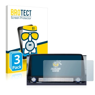 Vorderseite einer Produktverpackung mit dem Markenlogo BROTECT. Daneben ist das Gerät Hyundai Kona 2020 Infotainment System 10